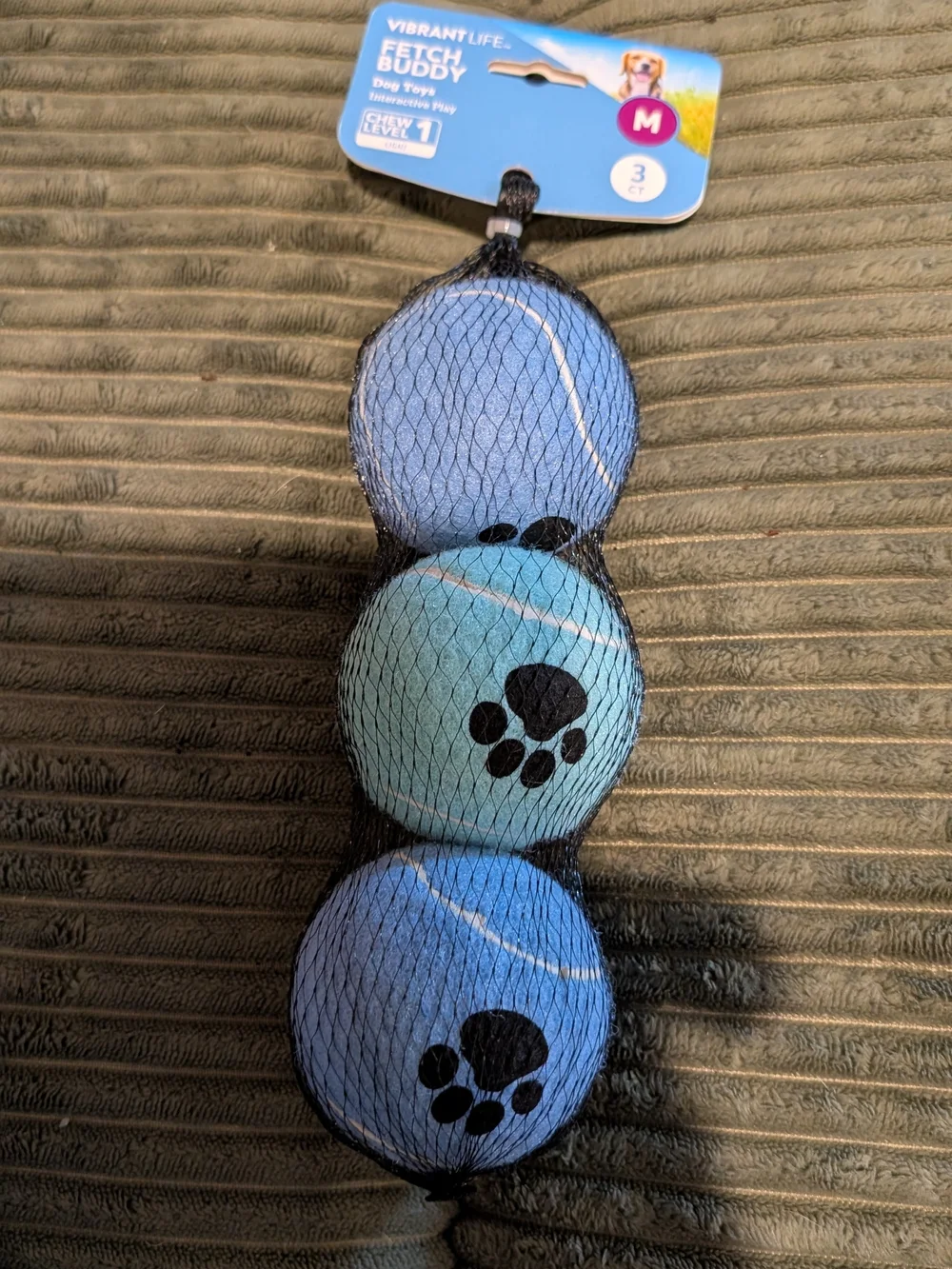 Vibrant Life Fetch Buddy Tennis Balls - Blue/Light Blue Paw Print Set